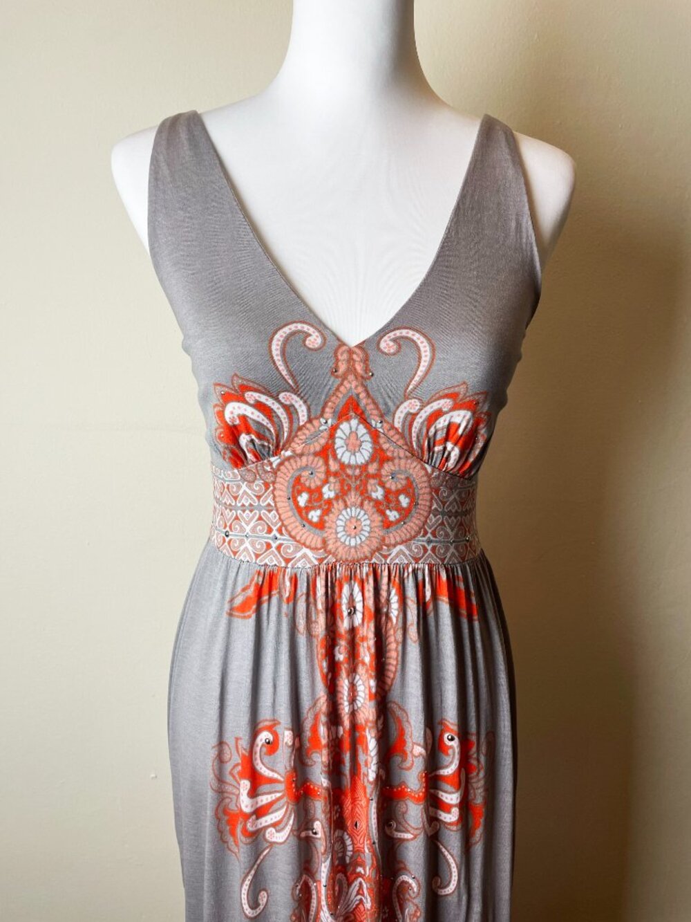 INC International Concepts Paisley Print Boho V-Neck Maxi Dress Size Small | EUC - Picture 3 of 11